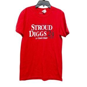BreakingT Men's Stroud Diggs 24‎ Houston Football Red Cotton T Shirt Size Medium